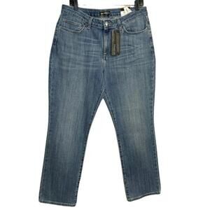 NWT Lee Regular Fit Straight Leg Mid Rise Women's Blue Denim Jeans Size 14 Short